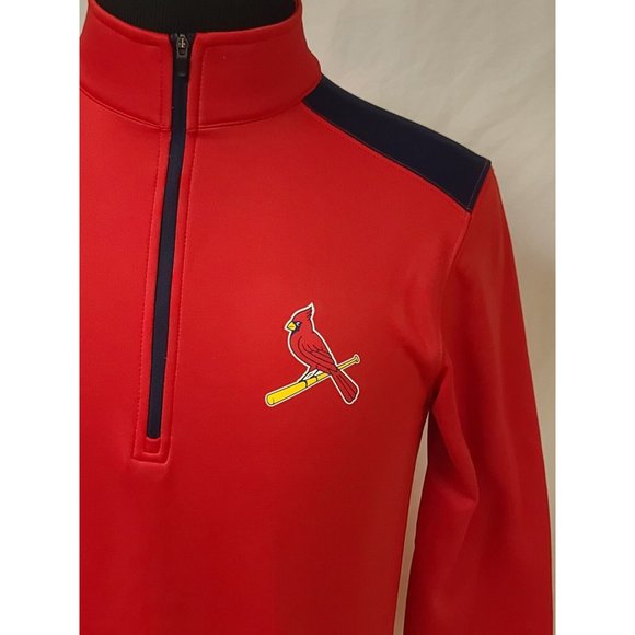 MLB St Louis Cardinals Baseball Mens Small Red 1/4 Zip Pullover Jacket NWT - Picture 3 of 12